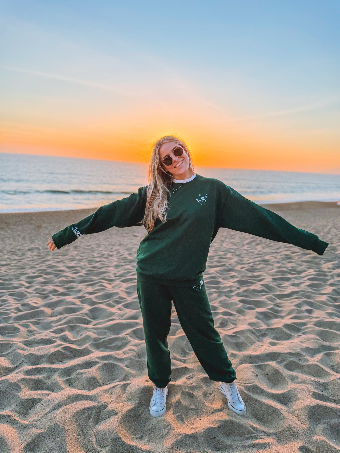 The World Would Be a Better Place Forest Green Sweat Pants