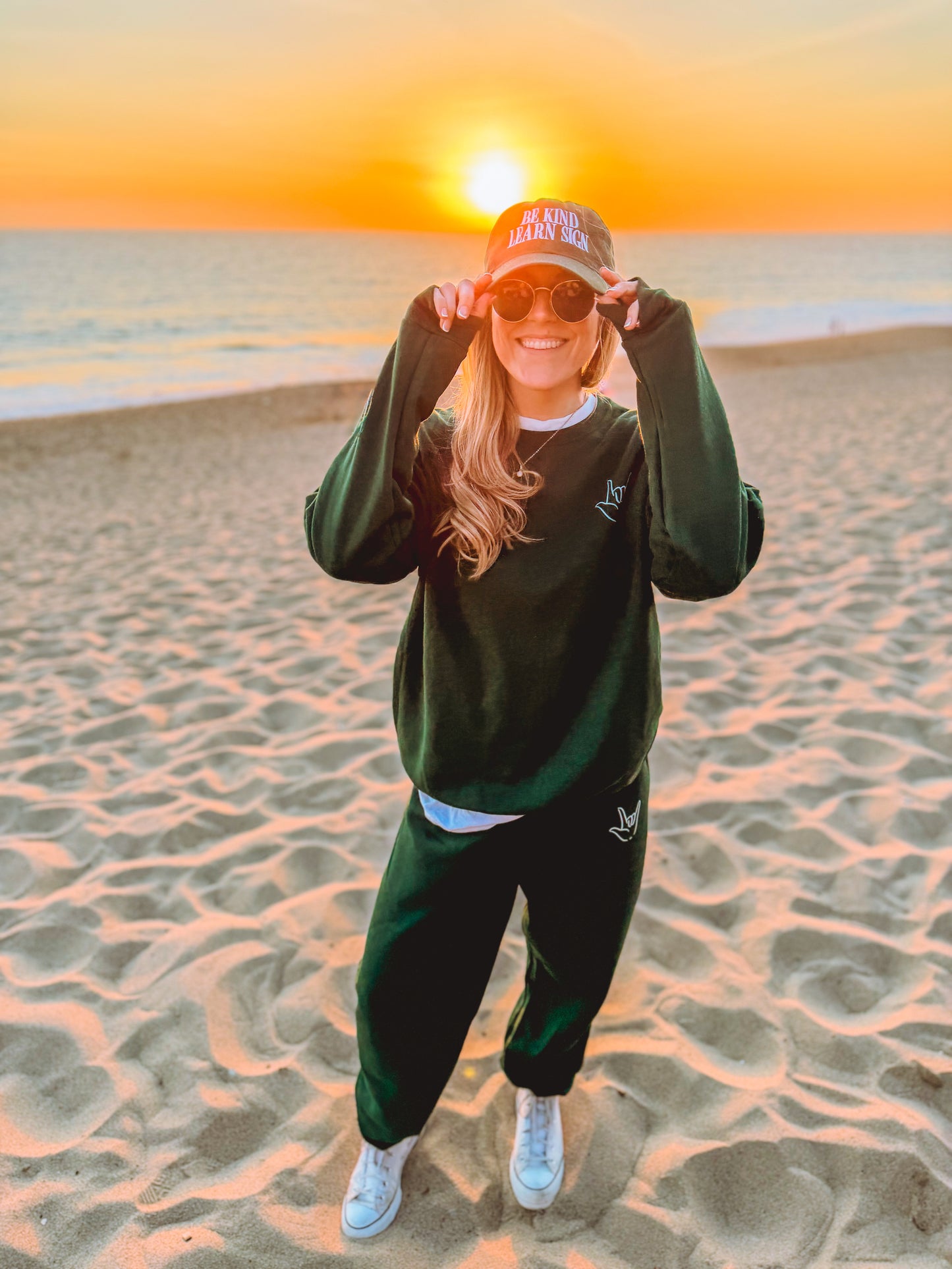 The World Would Be a Better Place Forest Green Sweat Pants