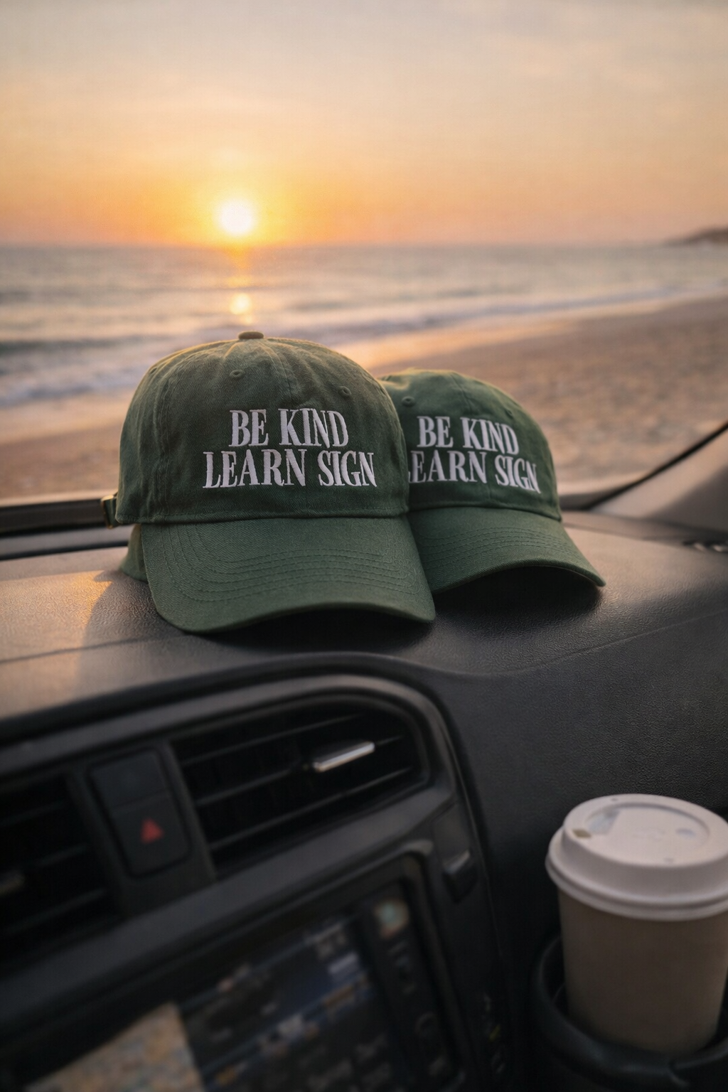 Be Kind Learn Sign Forest Green Hat