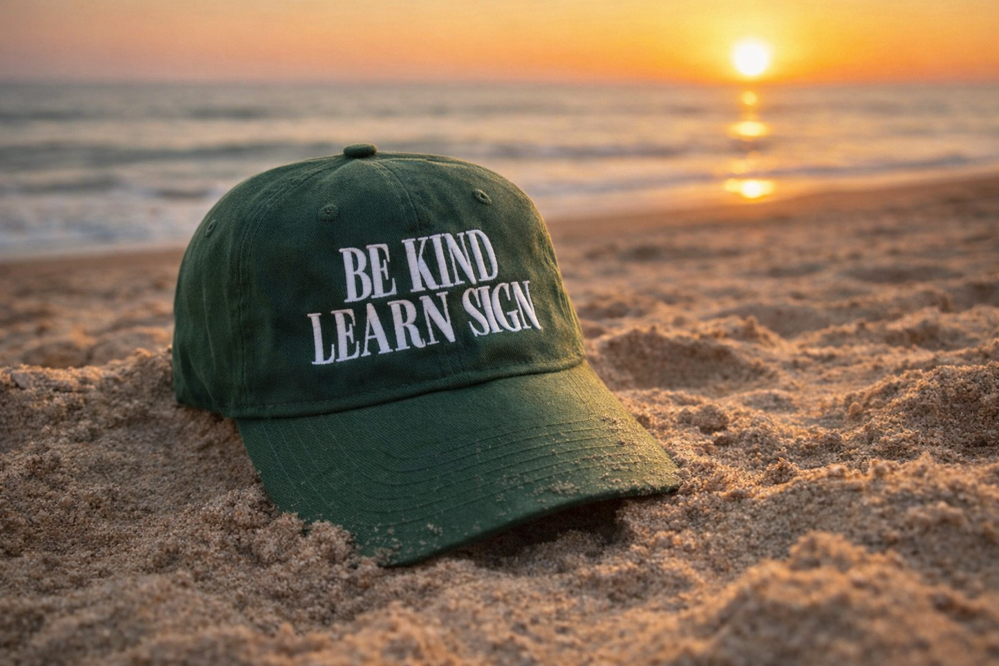 Be Kind Learn Sign Forest Green Hat
