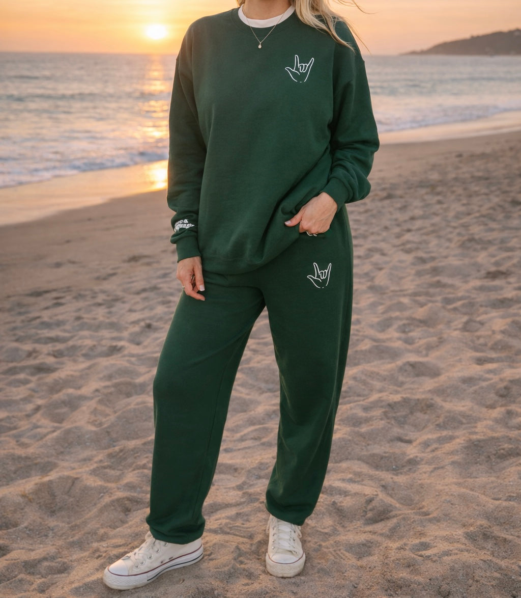 The World Would Be a Better Place Forest Green Sweat Pants