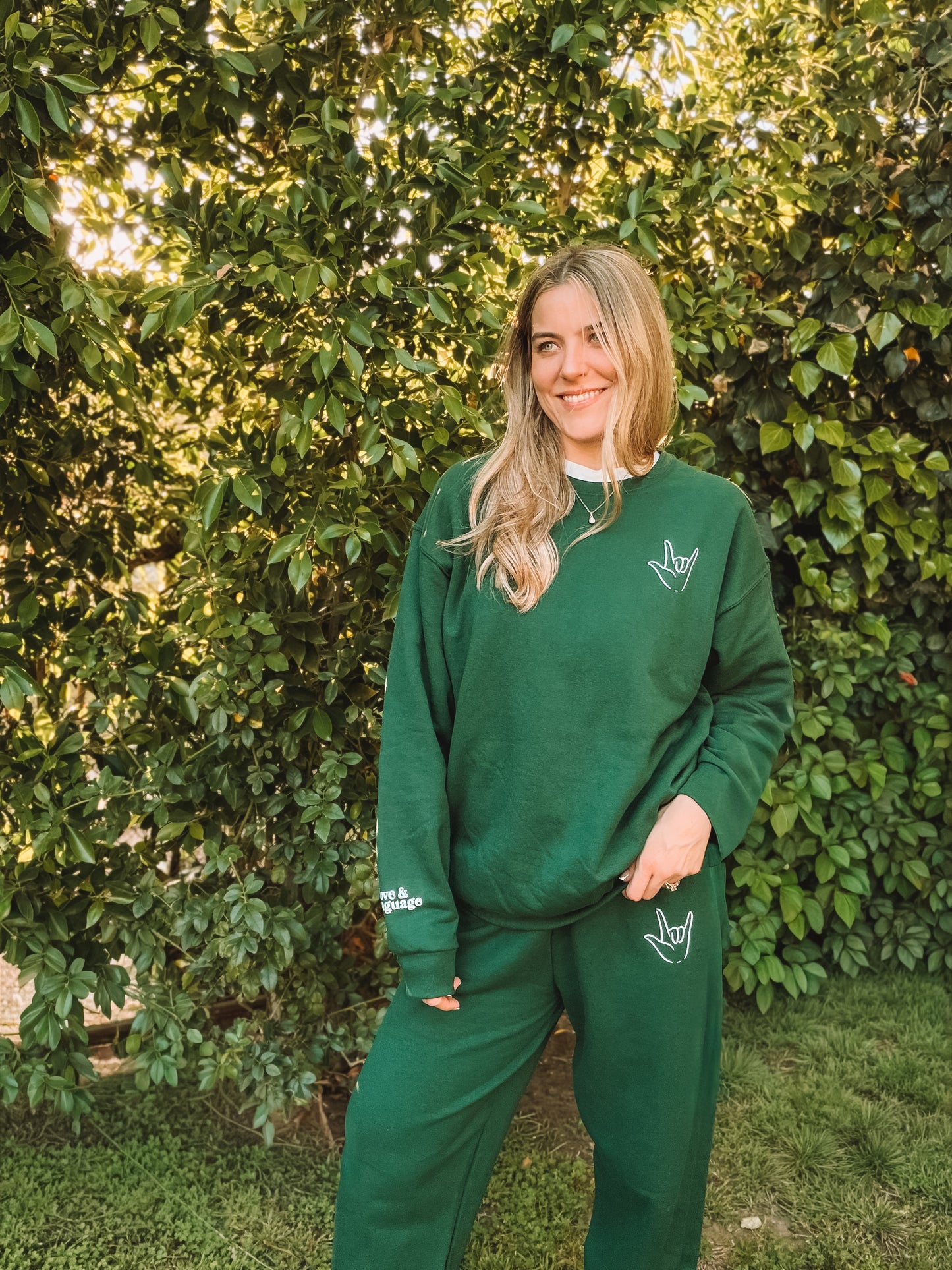 The World Would Be a Better Place Forest Green Sweat Pants