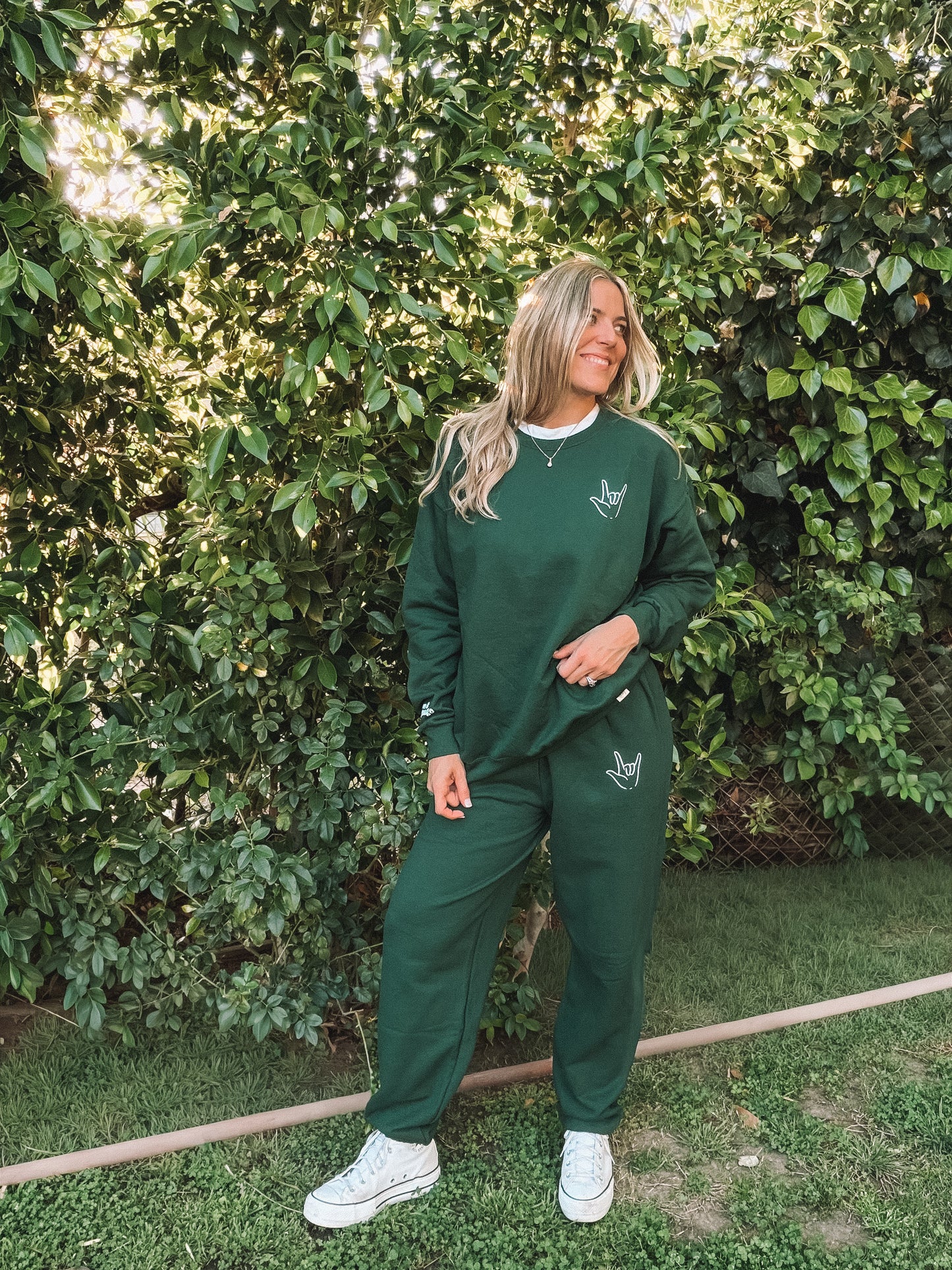 The World Would Be a Better Place Forest Green Sweat Pants